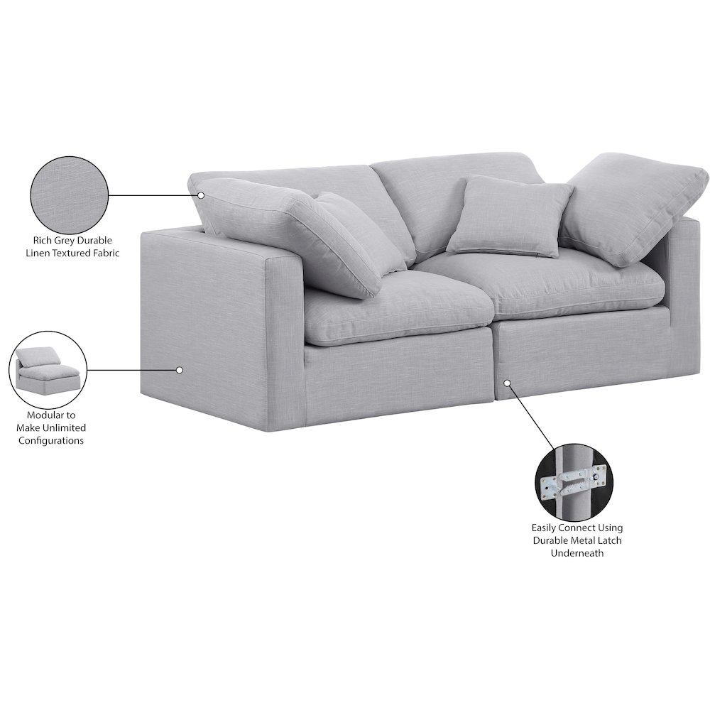 Indulge Grey Linen Textured Fabric Modular Sofa. Picture 7
