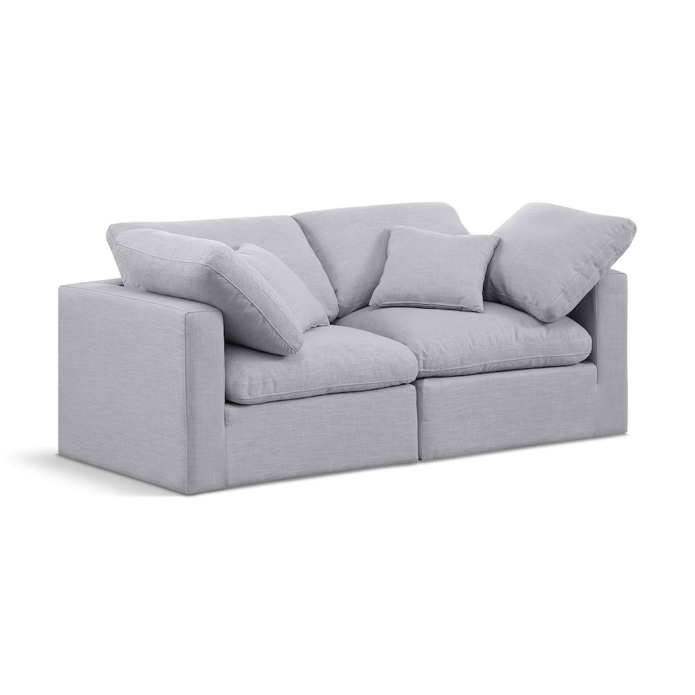 Indulge Grey Linen Textured Fabric Modular Sofa. Picture 1