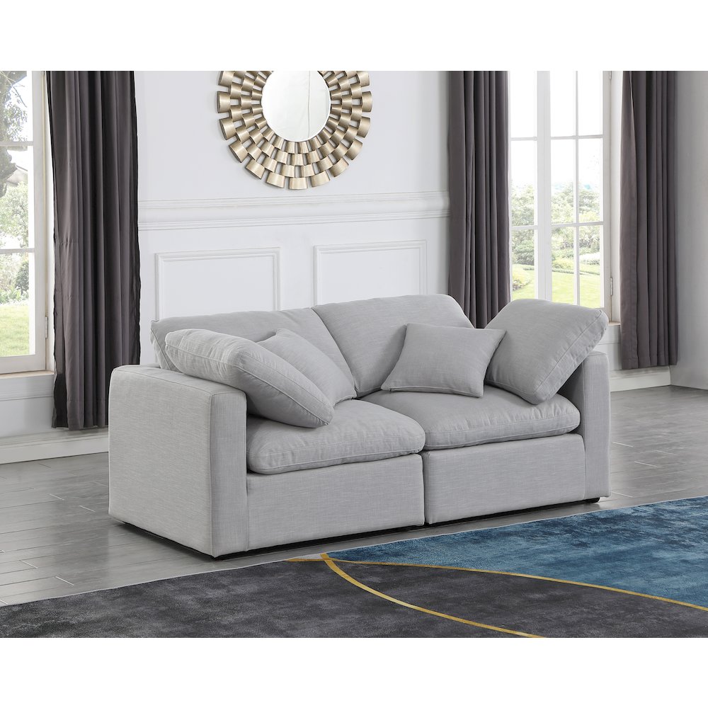 Indulge Grey Linen Textured Fabric Modular Sofa. Picture 2