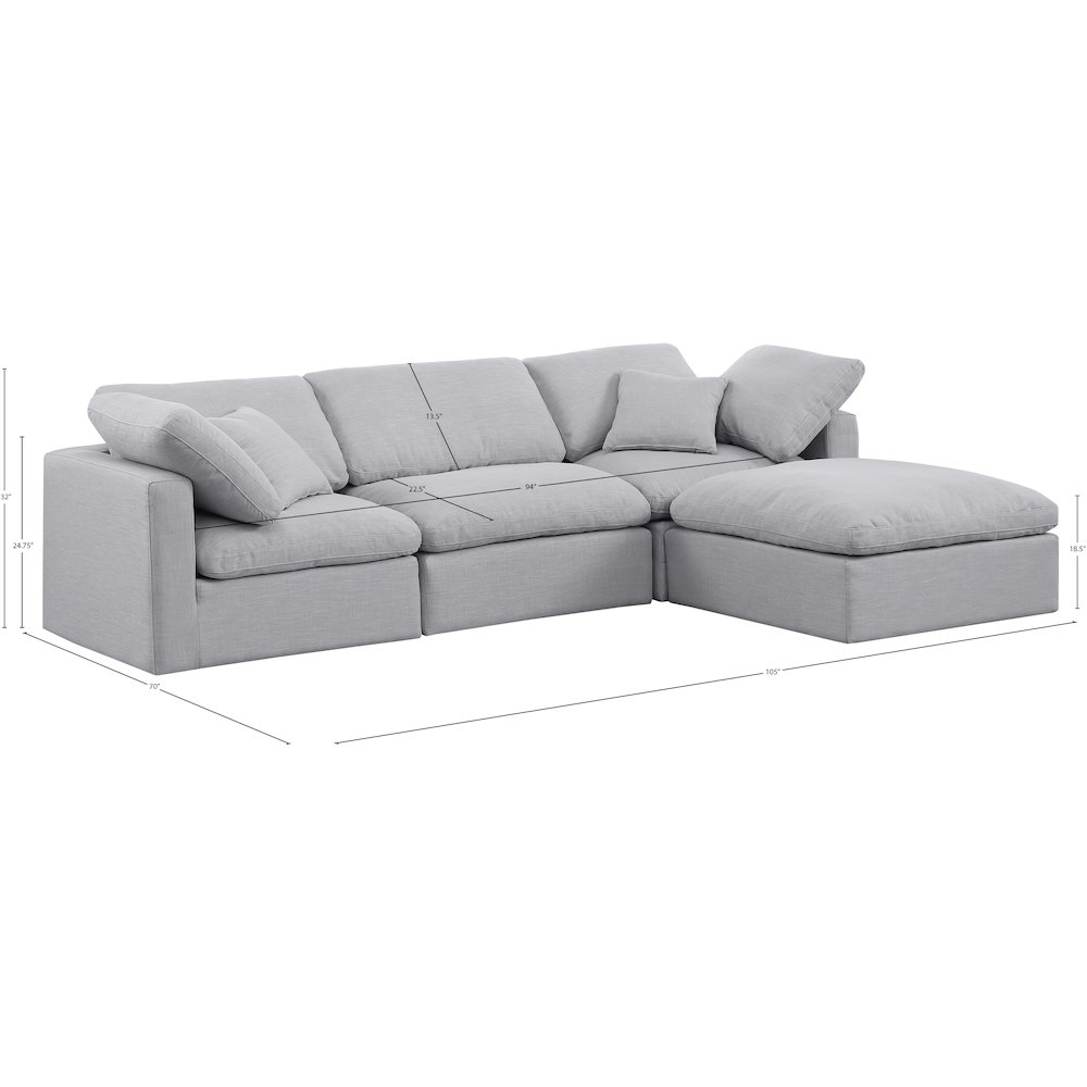 Indulge Grey Linen Textured Fabric Modular Sectional. Picture 6