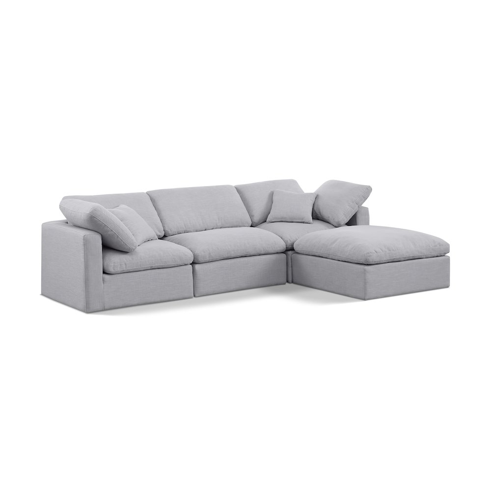 Indulge Grey Linen Textured Fabric Modular Sectional. Picture 1