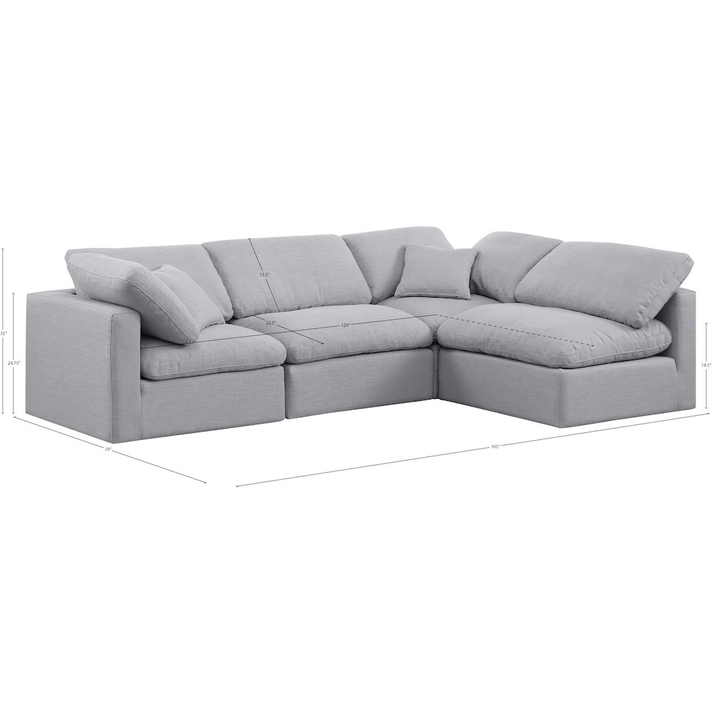 Indulge Grey Linen Textured Fabric Modular Sectional. Picture 6