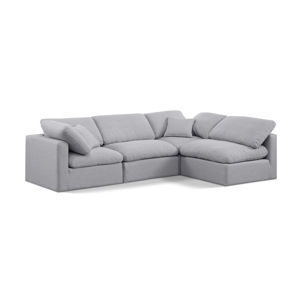 Indulge Grey Linen Textured Fabric Modular Sectional. Picture 1