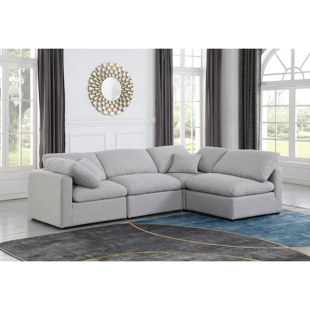 Indulge Grey Linen Textured Fabric Modular Sectional. Picture 2