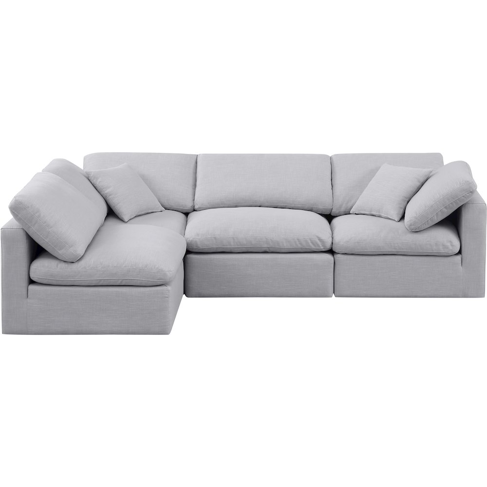Indulge Grey Linen Textured Fabric Modular Sectional. Picture 4