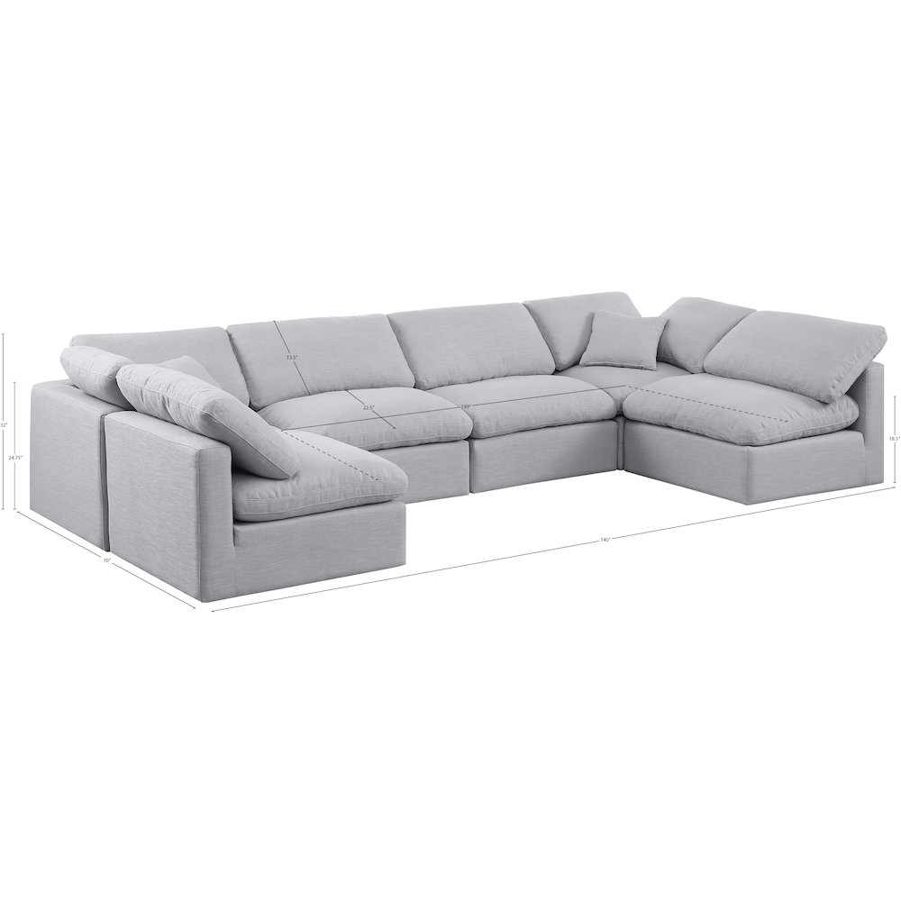 Indulge Grey Linen Textured Fabric Modular Sectional. Picture 6