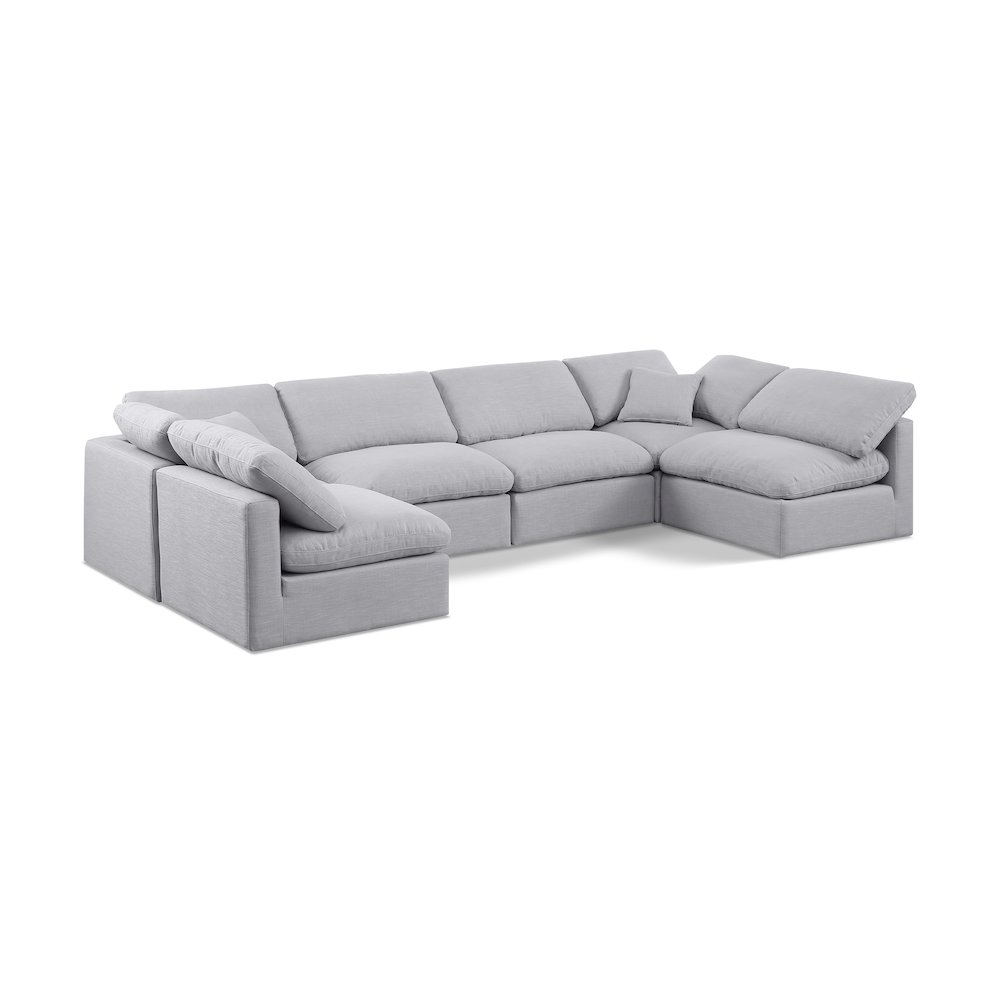 Indulge Grey Linen Textured Fabric Modular Sectional. Picture 1