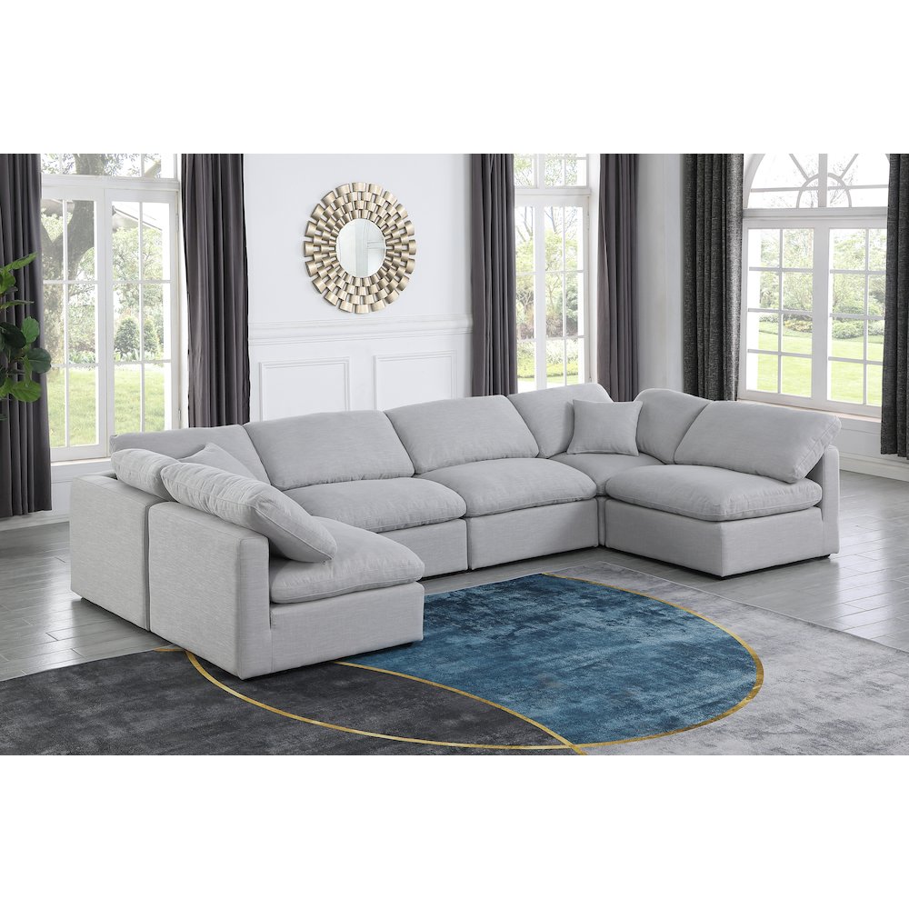 Indulge Grey Linen Textured Fabric Modular Sectional. Picture 2