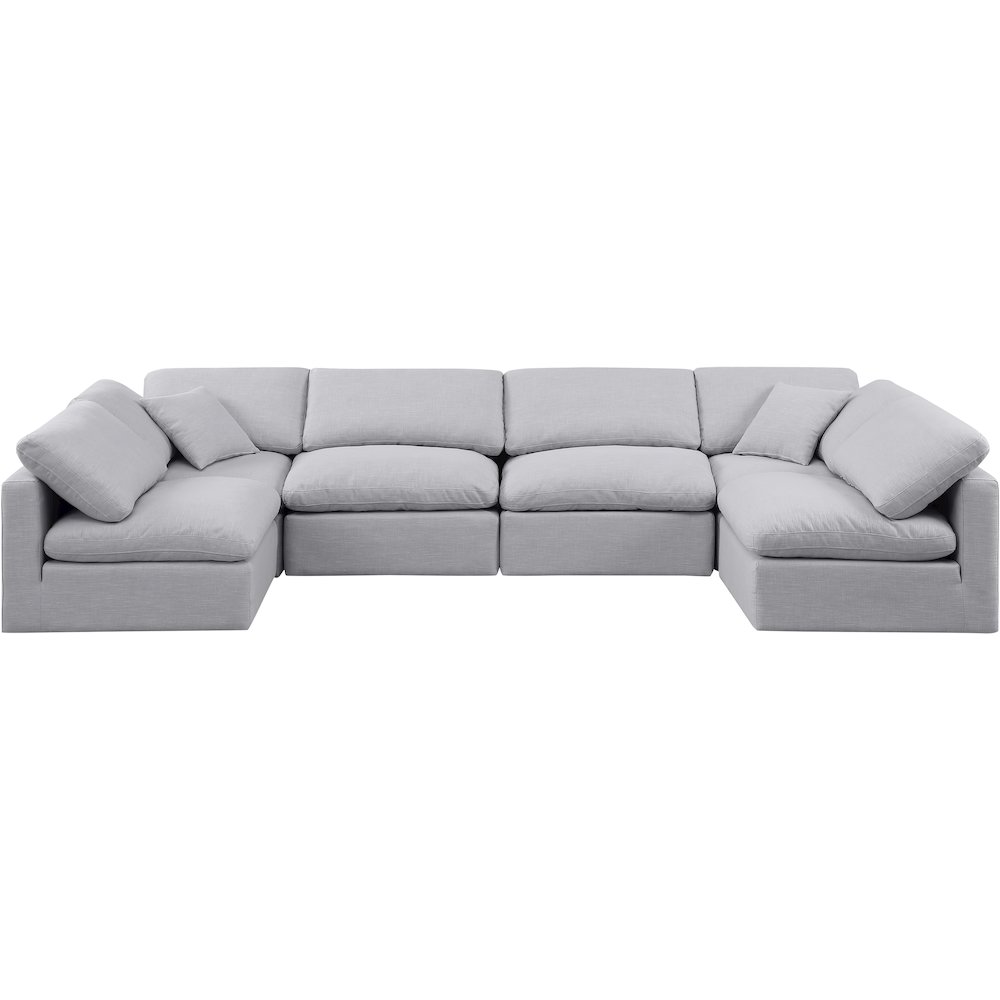 Indulge Grey Linen Textured Fabric Modular Sectional. Picture 4