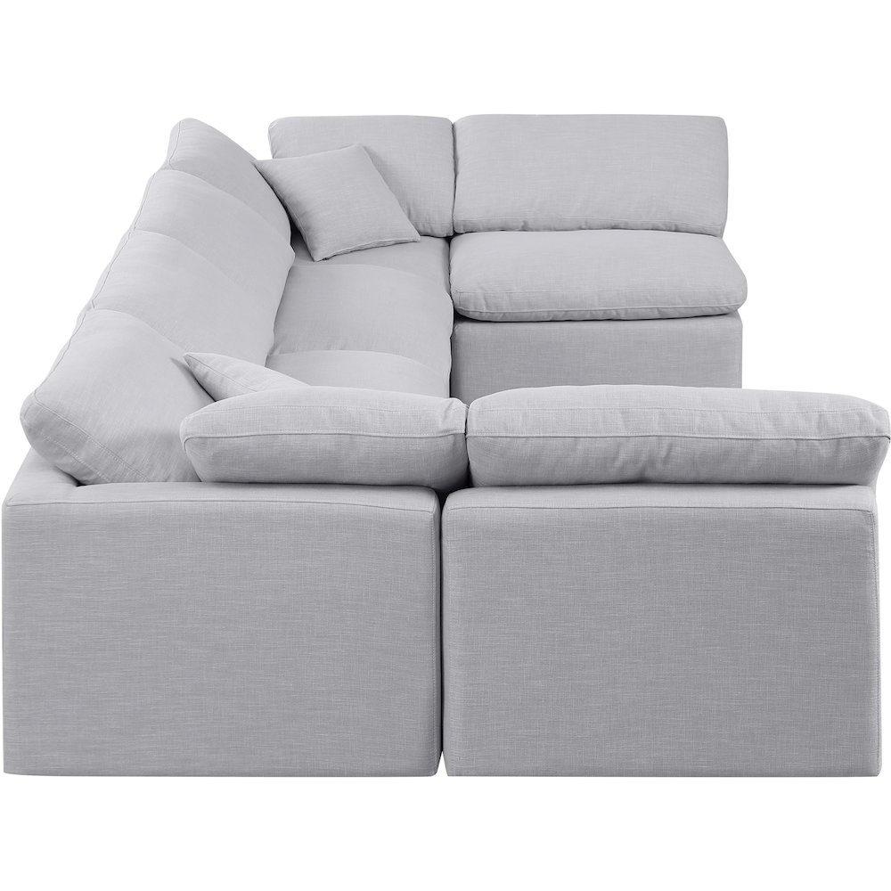 Indulge Grey Linen Textured Fabric Modular Sectional. Picture 5