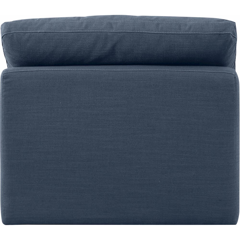 Indulge Navy Linen Textured Fabric Armless Chair. Picture 3