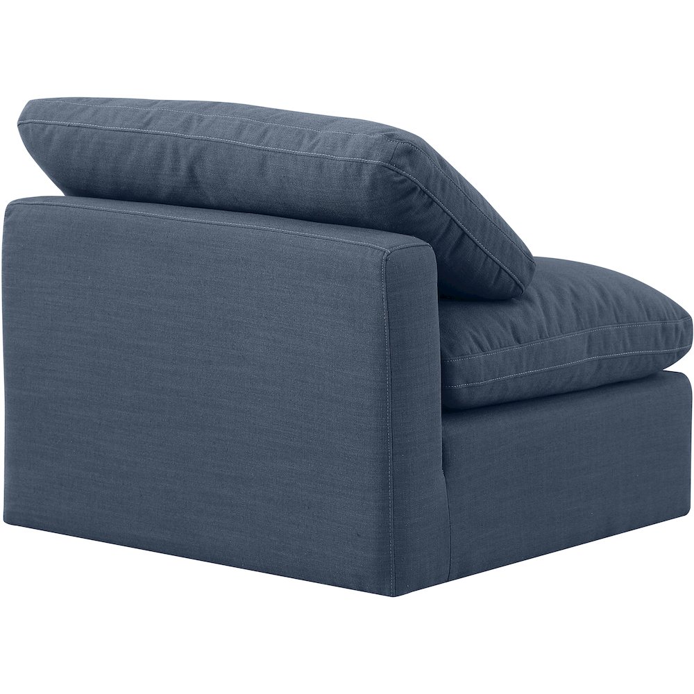 Indulge Navy Linen Textured Fabric Armless Chair. Picture 6