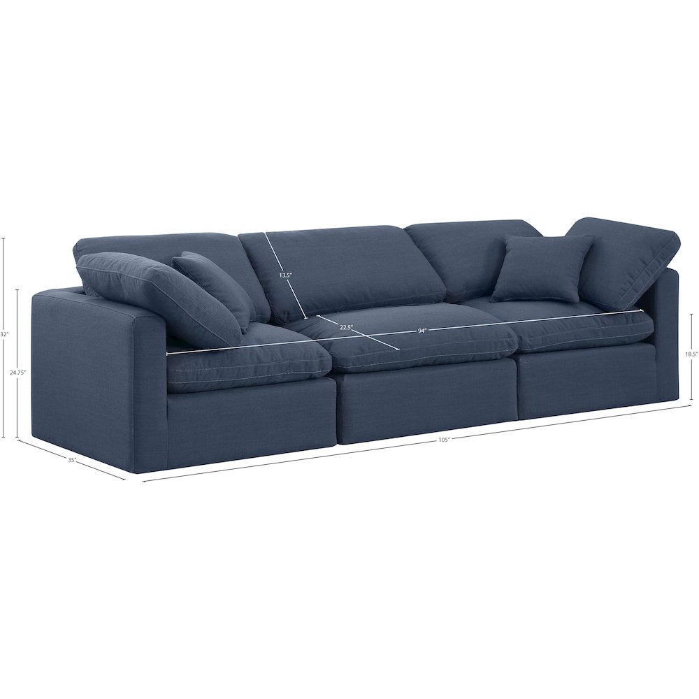 Indulge Navy Linen Textured Fabric Modular Sofa. Picture 8