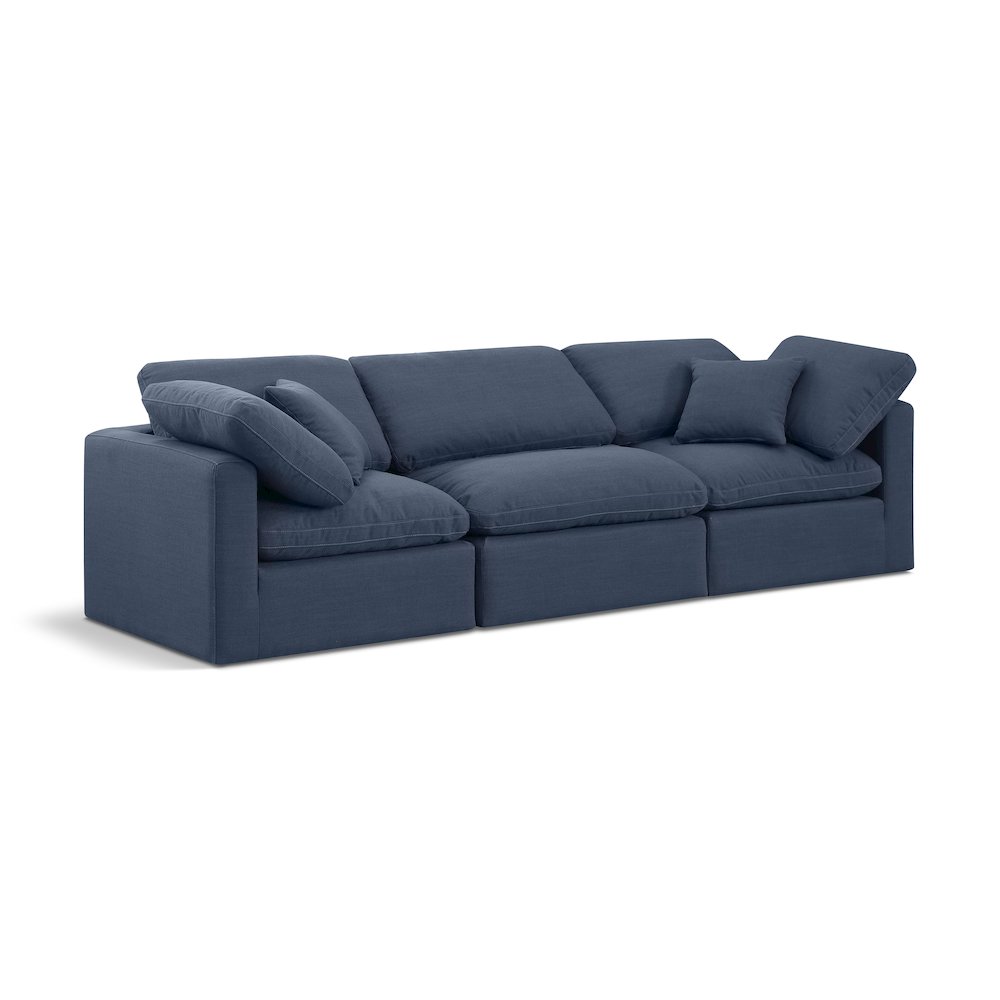 Indulge Navy Linen Textured Fabric Modular Sofa. Picture 1