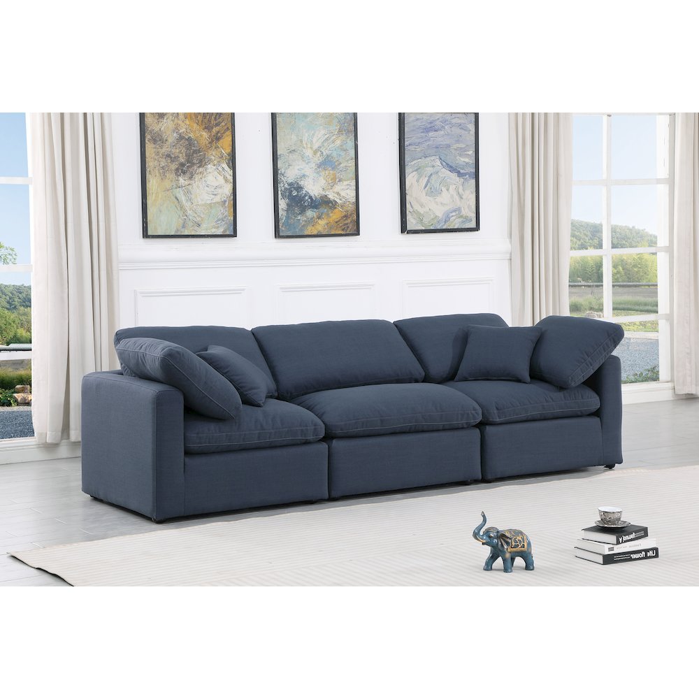 Indulge Navy Linen Textured Fabric Modular Sofa. Picture 2