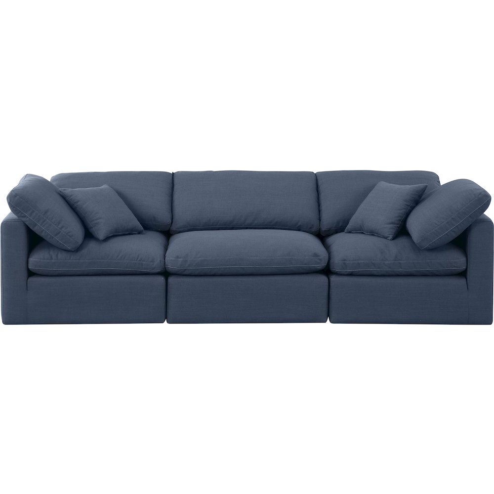 Indulge Navy Linen Textured Fabric Modular Sofa. Picture 4
