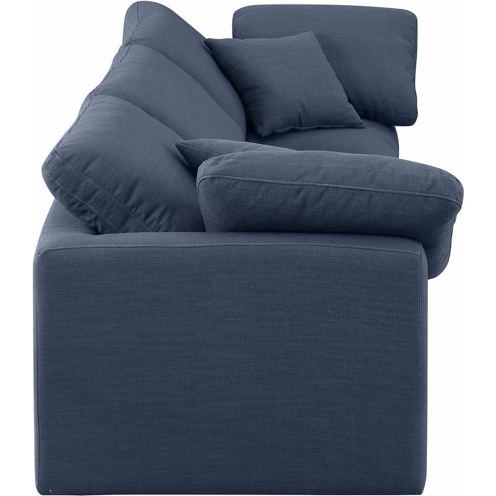 Indulge Navy Linen Textured Fabric Modular Sofa. Picture 5
