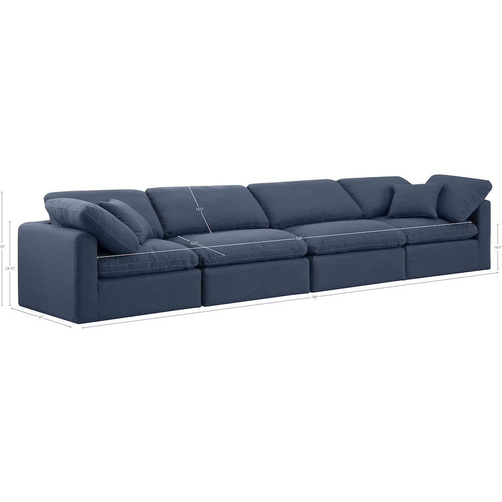 Indulge Navy Linen Textured Fabric Modular Sofa. Picture 8