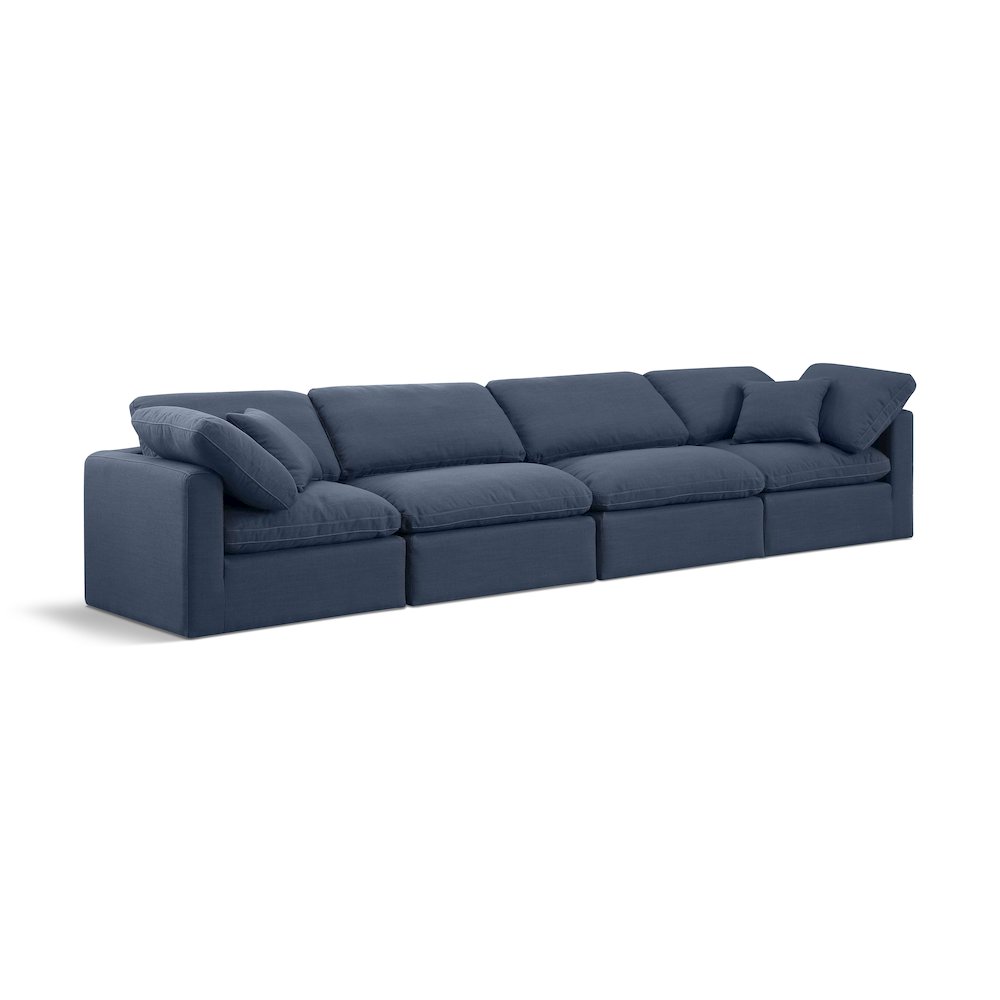 Indulge Navy Linen Textured Fabric Modular Sofa. Picture 1
