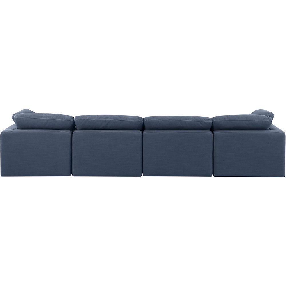 Indulge Navy Linen Textured Fabric Modular Sofa. Picture 3