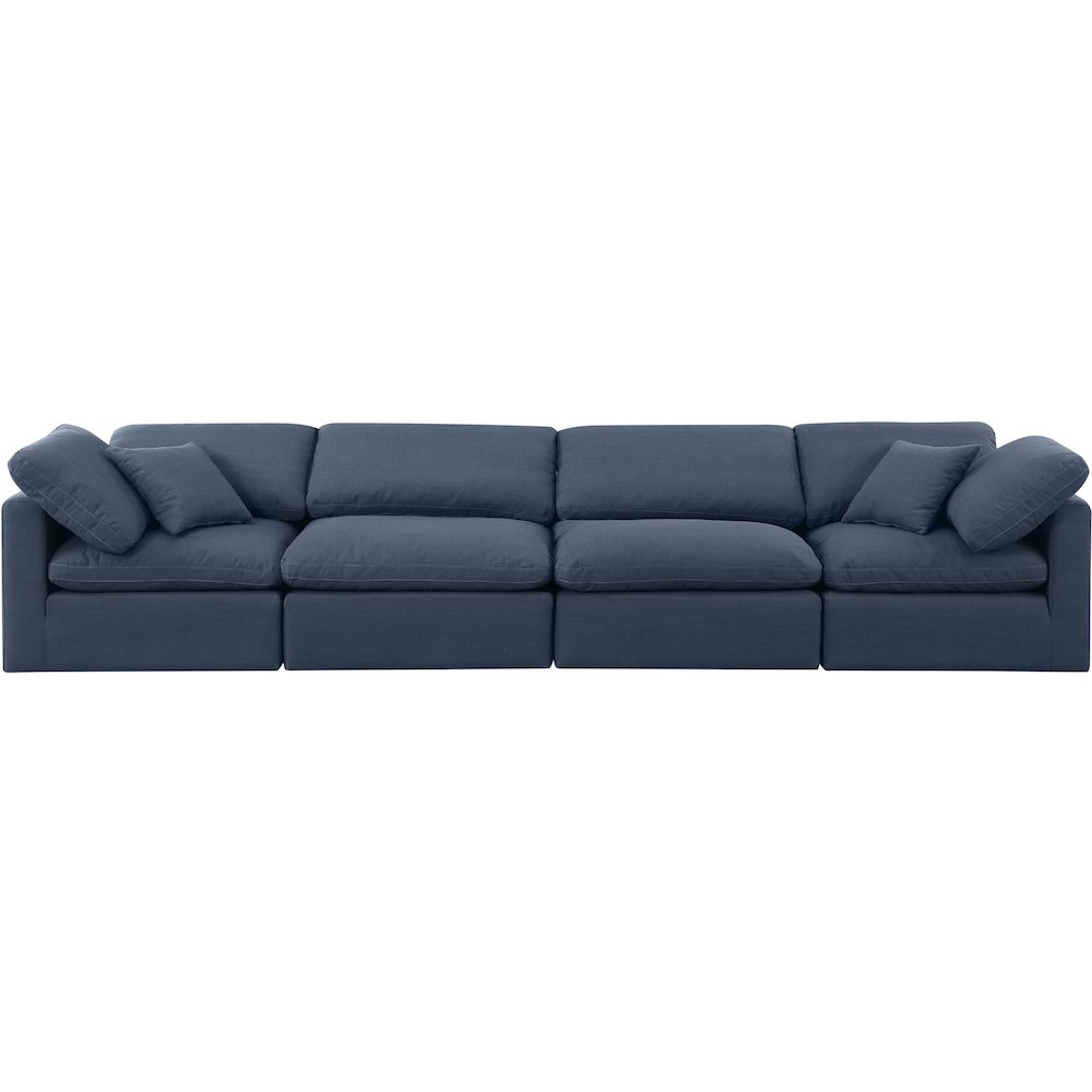 Indulge Navy Linen Textured Fabric Modular Sofa. Picture 4