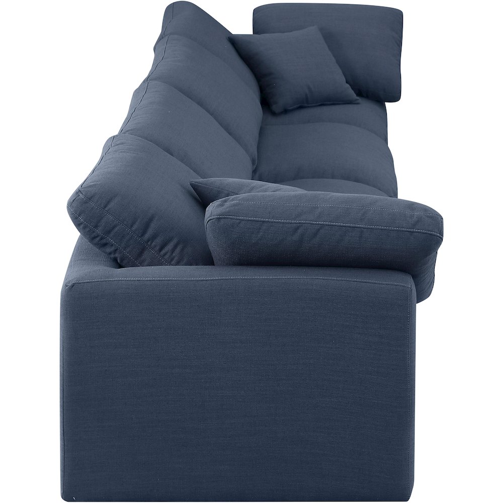 Indulge Navy Linen Textured Fabric Modular Sofa. Picture 5