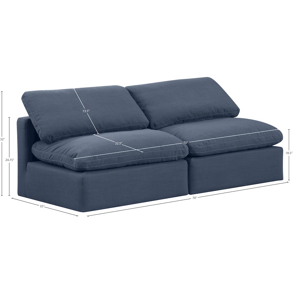 Indulge Navy Linen Textured Fabric Modular Sofa. Picture 7
