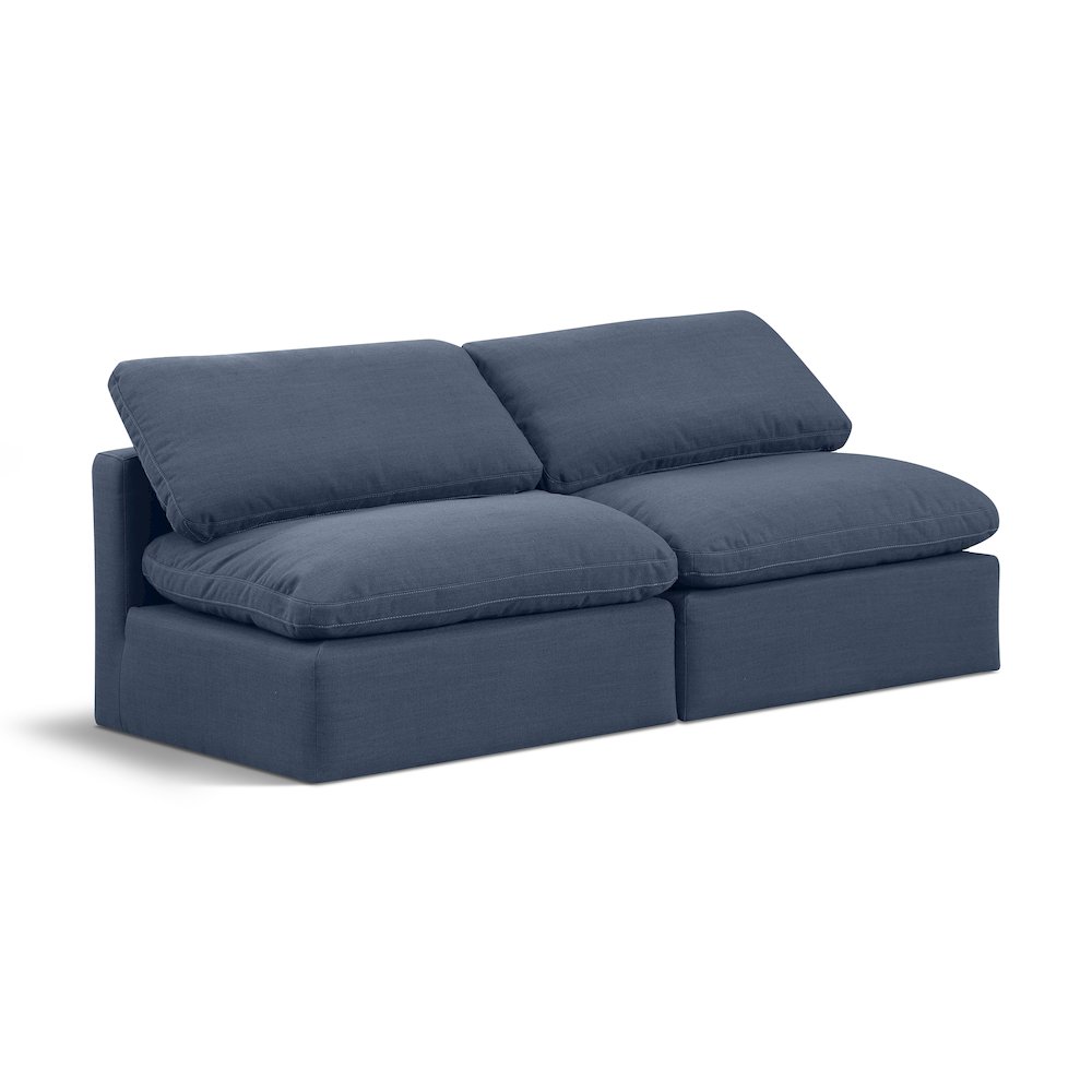 Indulge Navy Linen Textured Fabric Modular Sofa. Picture 1
