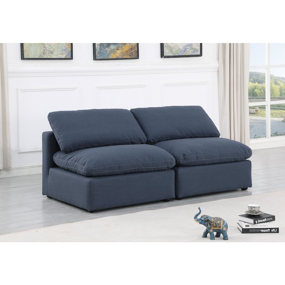 Indulge Navy Linen Textured Fabric Modular Sofa. Picture 2