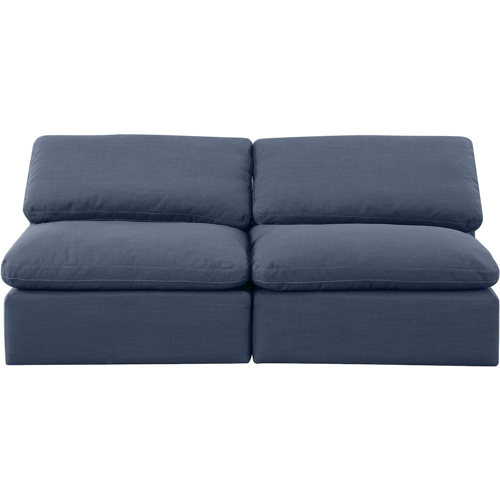 Indulge Navy Linen Textured Fabric Modular Sofa. Picture 4