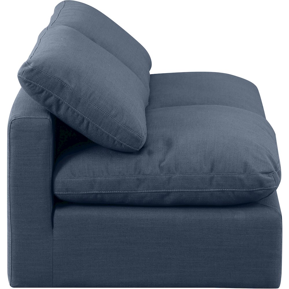 Indulge Navy Linen Textured Fabric Modular Sofa. Picture 5