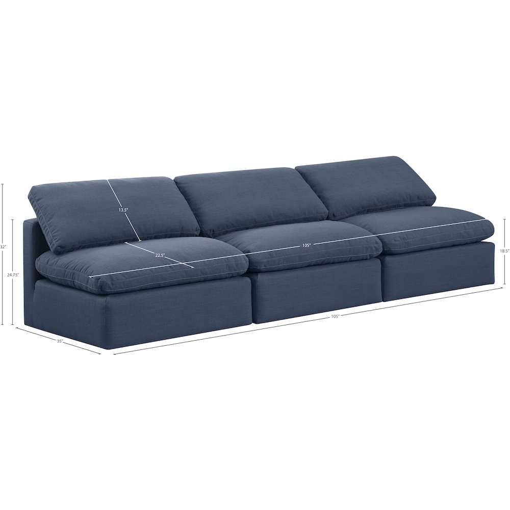 Indulge Navy Linen Textured Fabric Modular Sofa. Picture 7