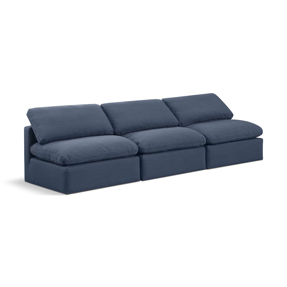 Indulge Navy Linen Textured Fabric Modular Sofa. Picture 1