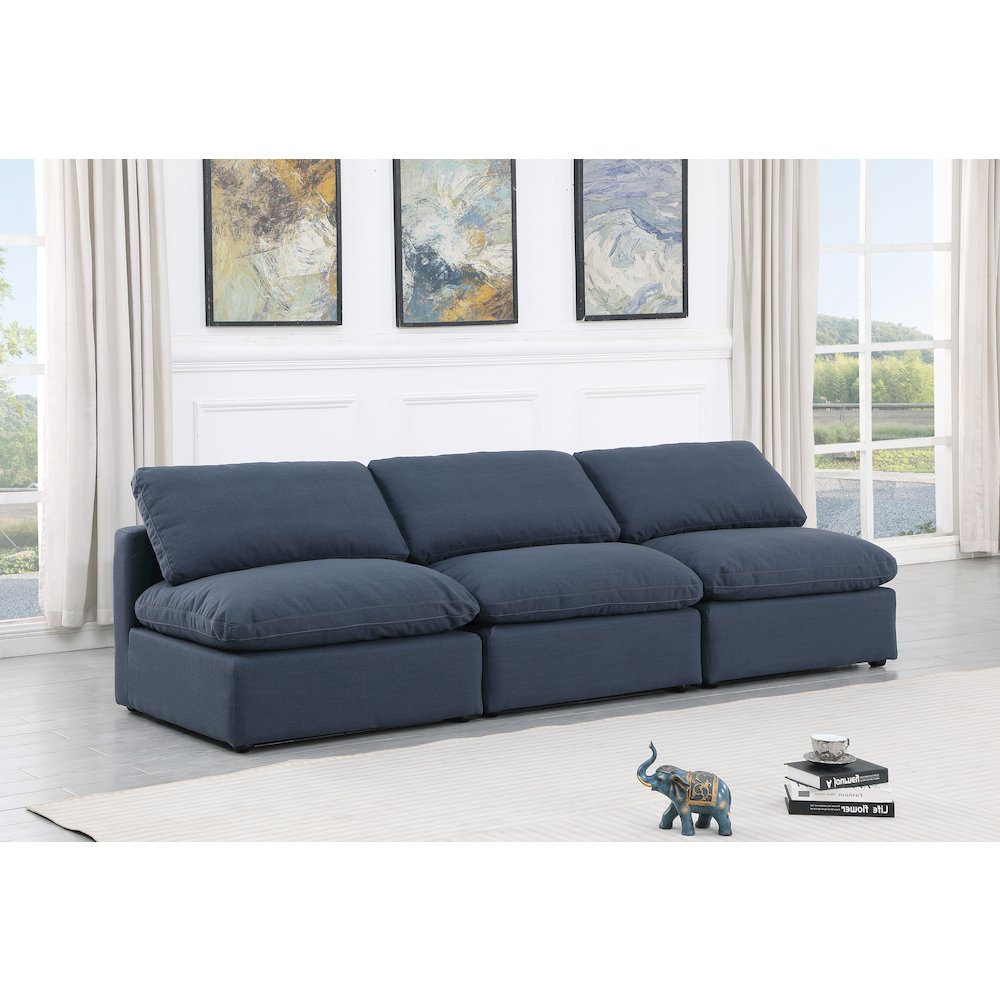 Indulge Navy Linen Textured Fabric Modular Sofa. Picture 2