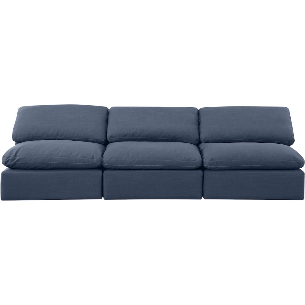Indulge Navy Linen Textured Fabric Modular Sofa. Picture 4