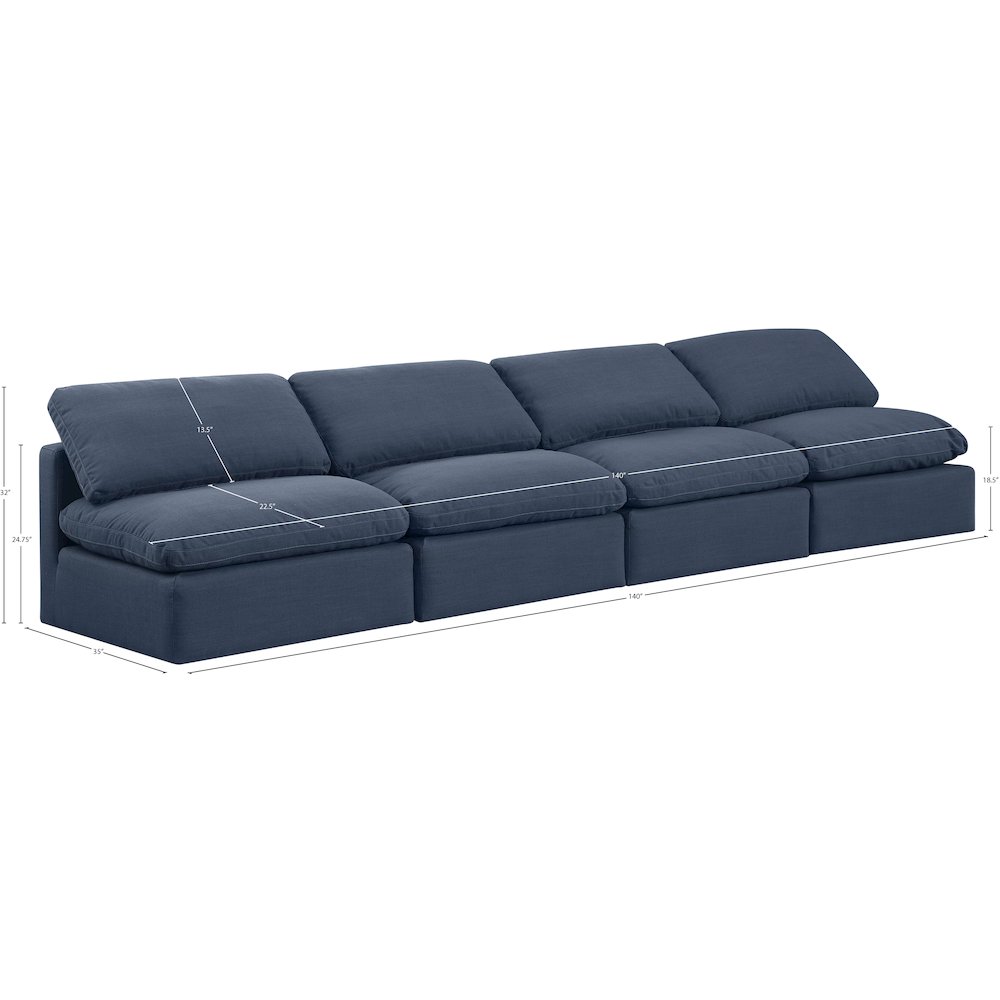 Indulge Navy Linen Textured Fabric Modular Sofa. Picture 7