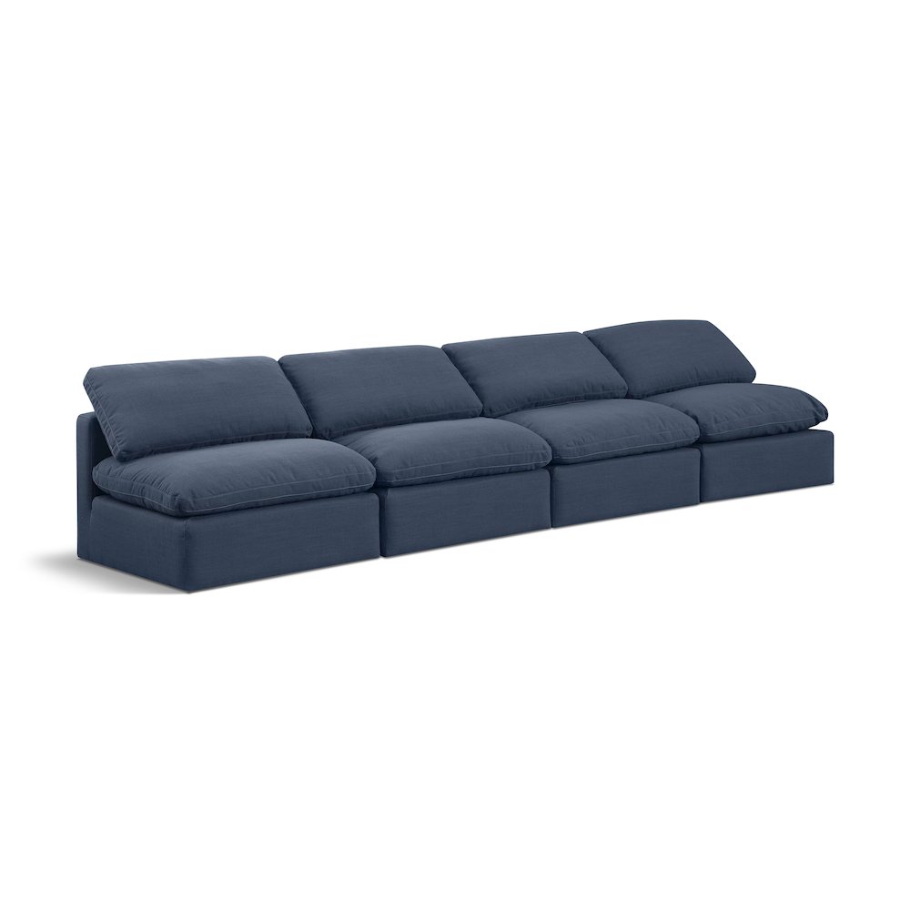 Indulge Navy Linen Textured Fabric Modular Sofa. Picture 1