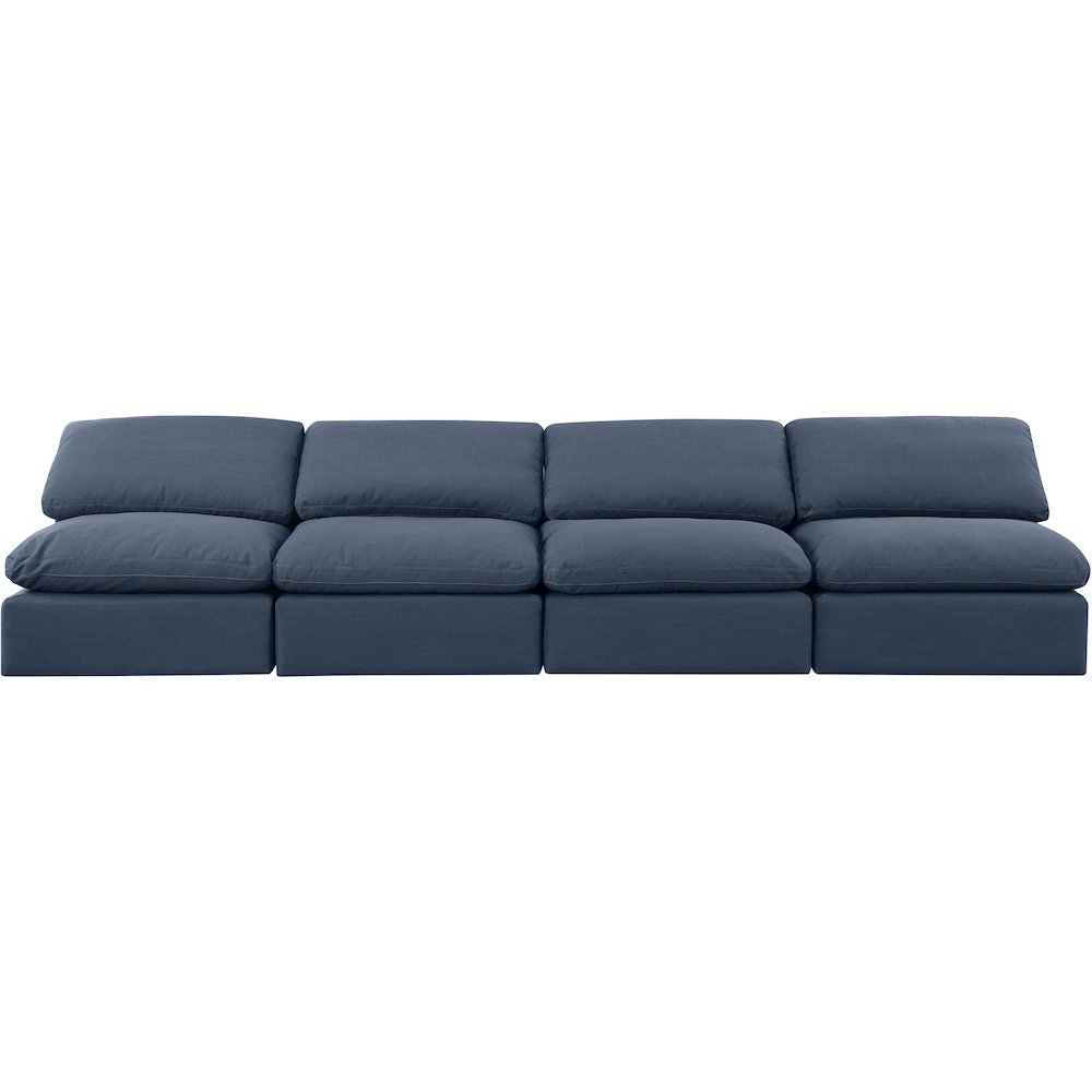 Indulge Navy Linen Textured Fabric Modular Sofa. Picture 4
