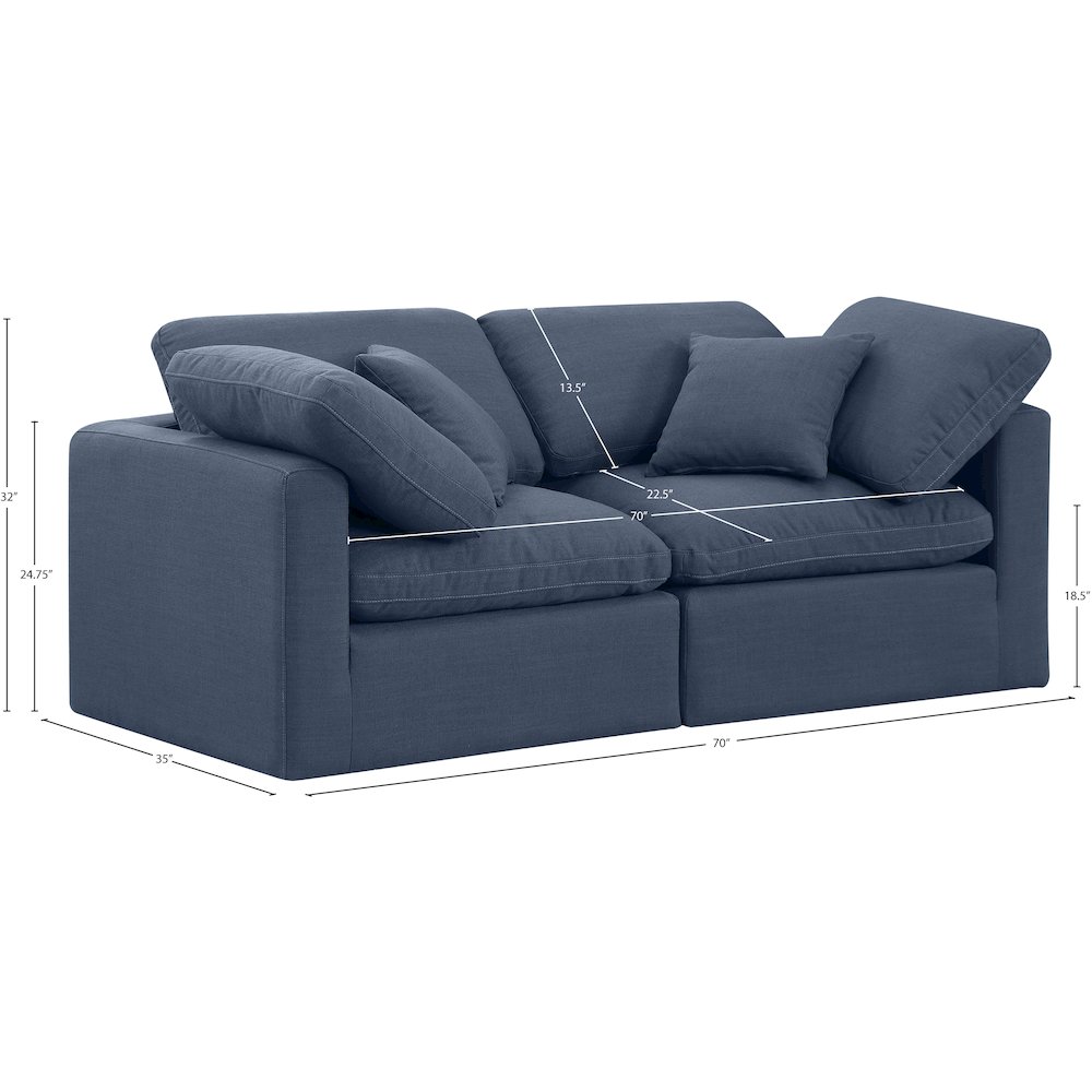 Indulge Navy Linen Textured Fabric Modular Sofa. Picture 8