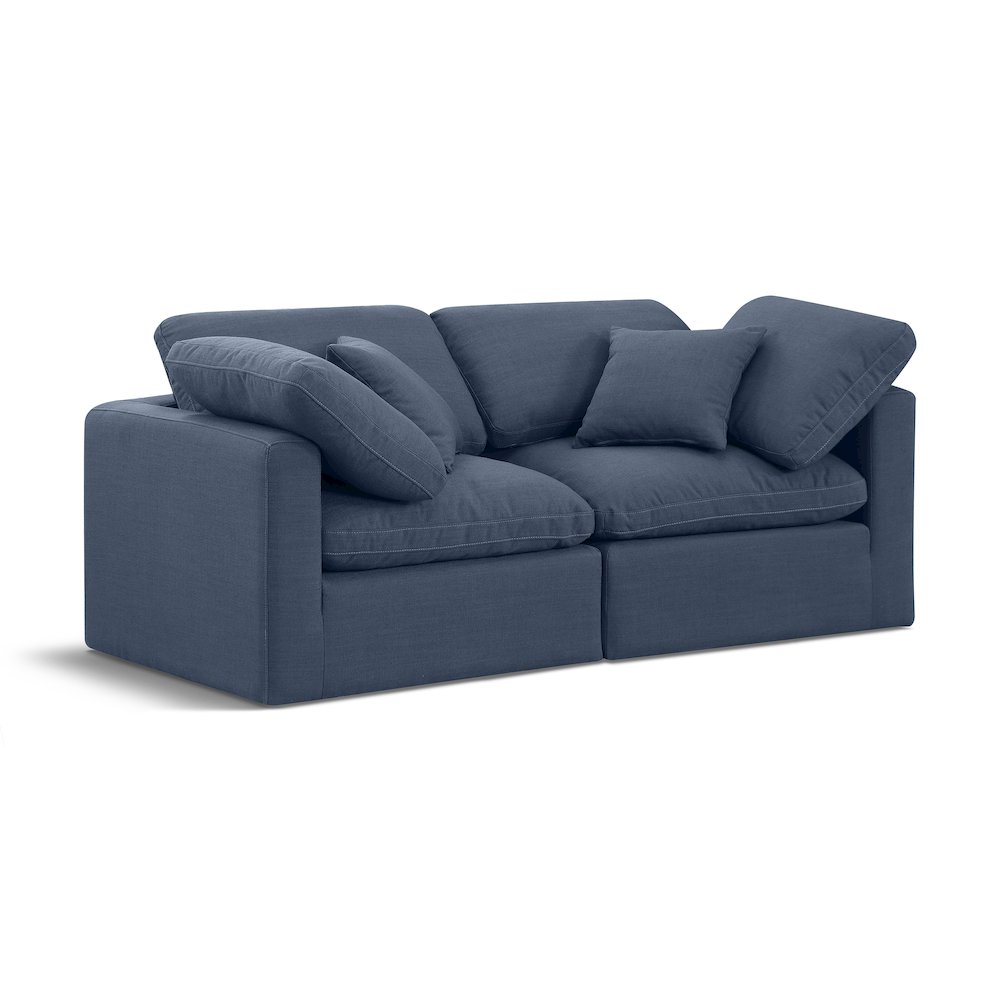 Indulge Navy Linen Textured Fabric Modular Sofa. Picture 1