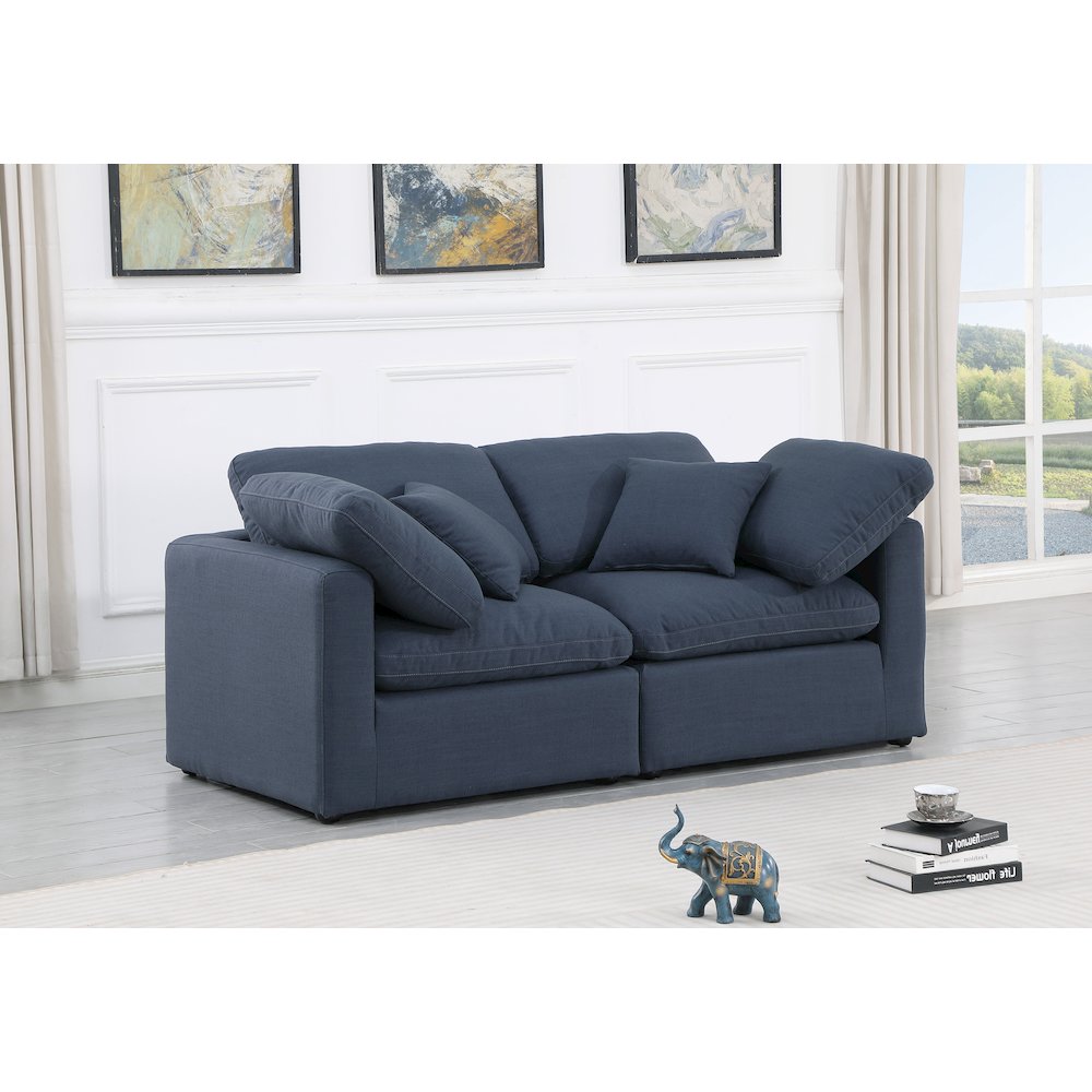 Indulge Navy Linen Textured Fabric Modular Sofa. Picture 2
