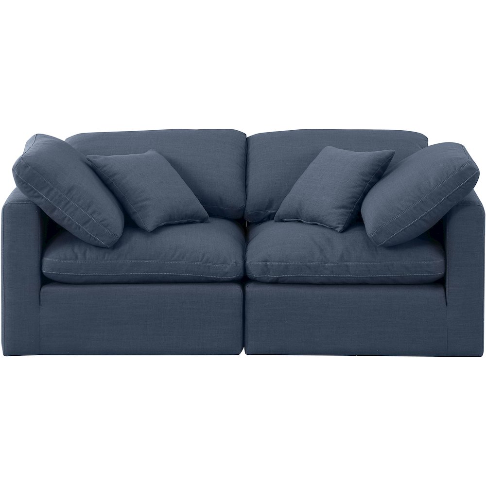 Indulge Navy Linen Textured Fabric Modular Sofa. Picture 4