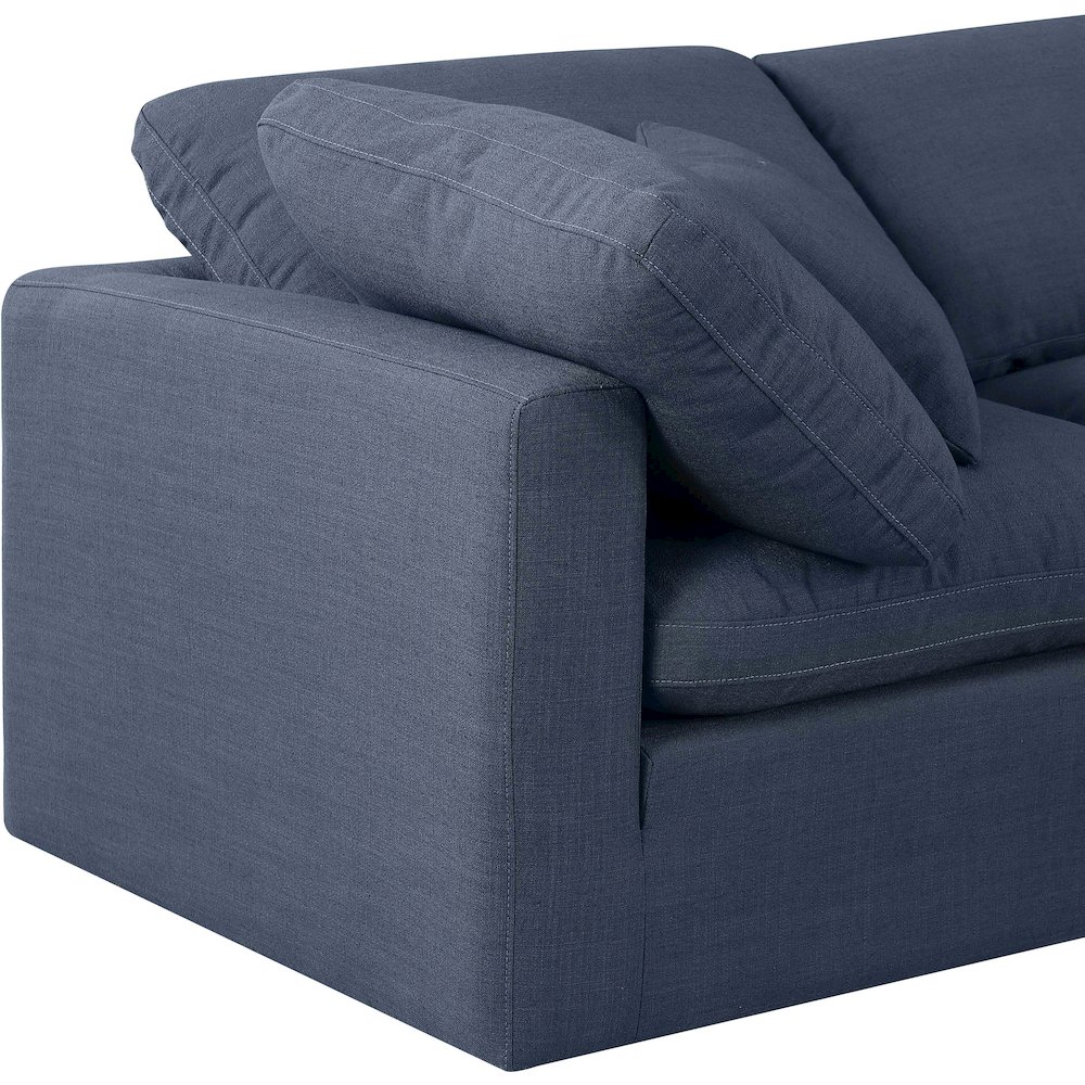 Indulge Navy Linen Textured Fabric Modular Sofa. Picture 6