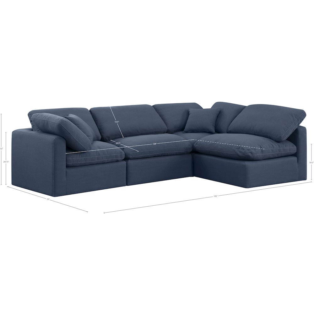 Indulge Navy Linen Textured Fabric Modular Sectional. Picture 9