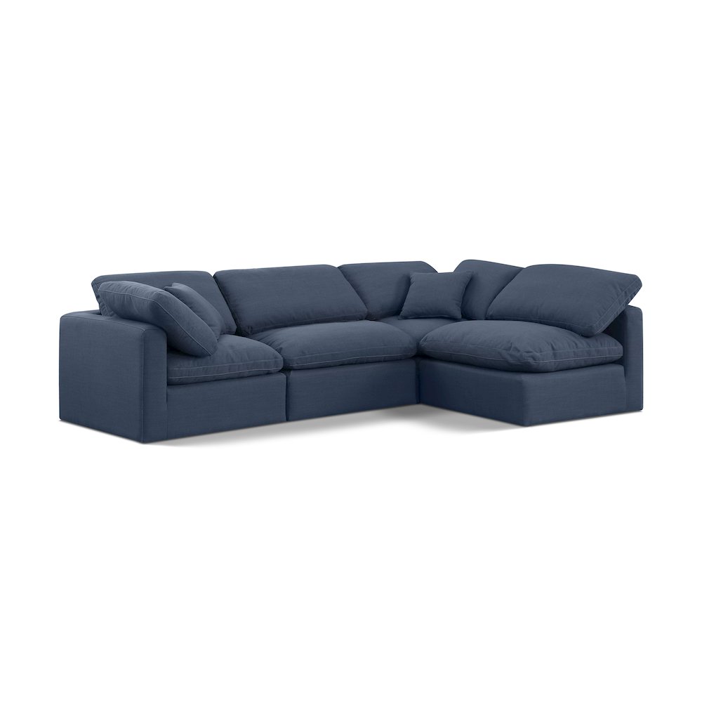 Indulge Navy Linen Textured Fabric Modular Sectional. Picture 1