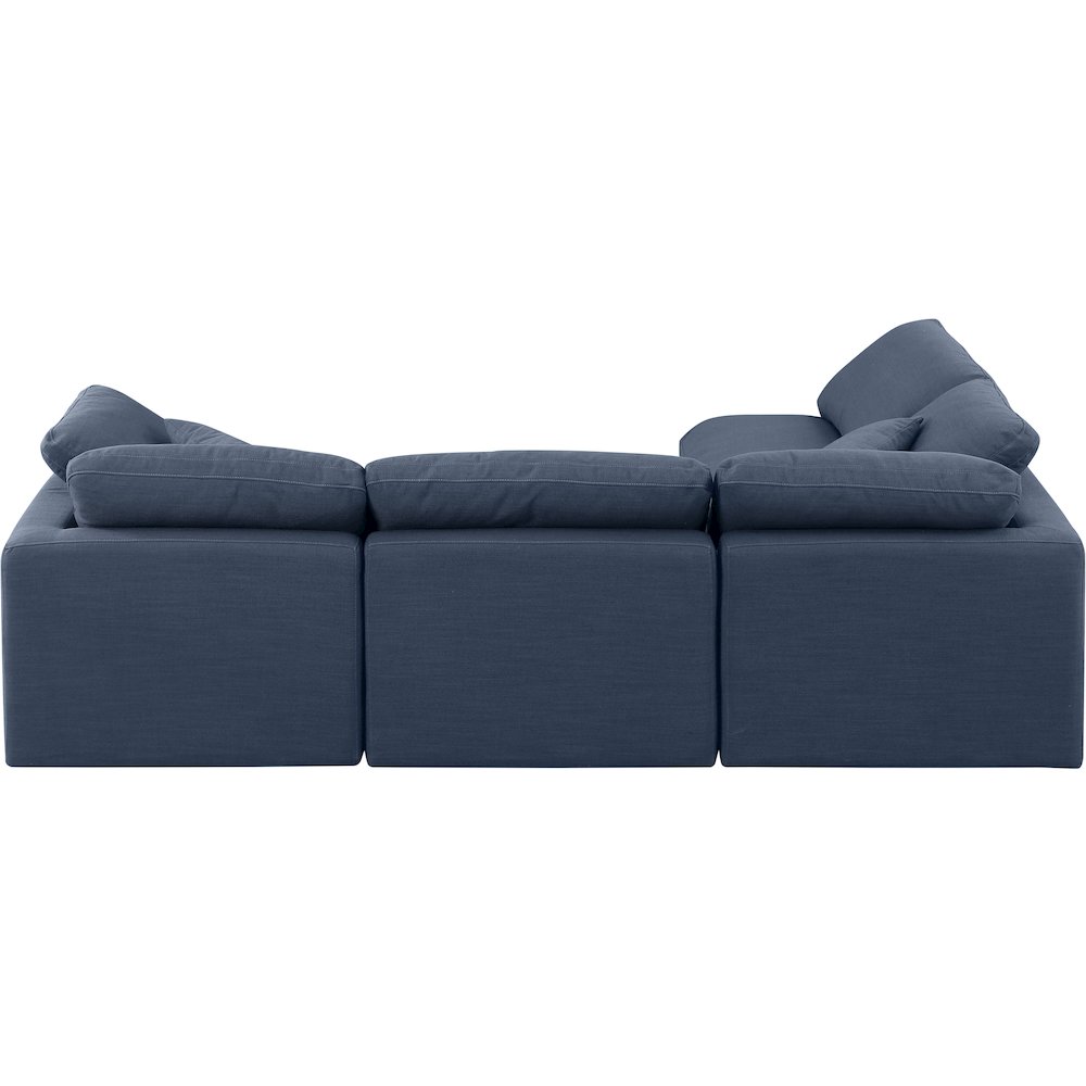 Indulge Navy Linen Textured Fabric Modular Sectional. Picture 3