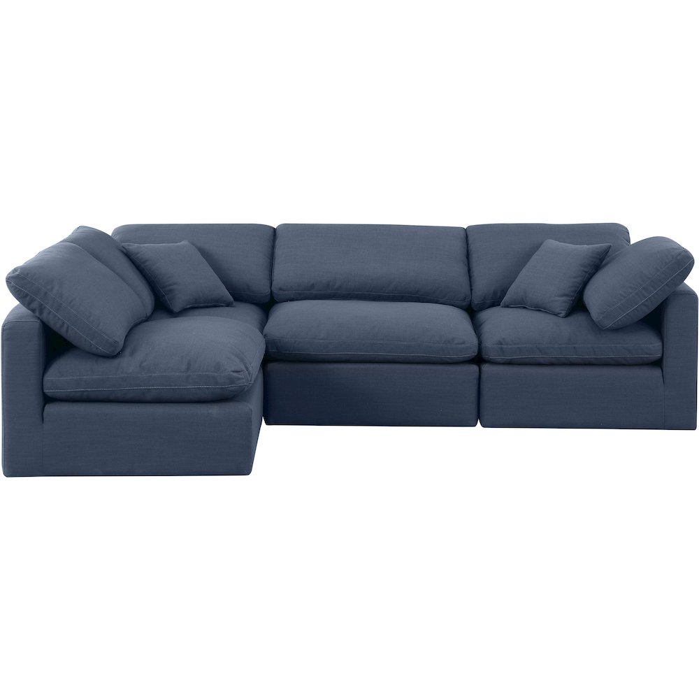 Indulge Navy Linen Textured Fabric Modular Sectional. Picture 4