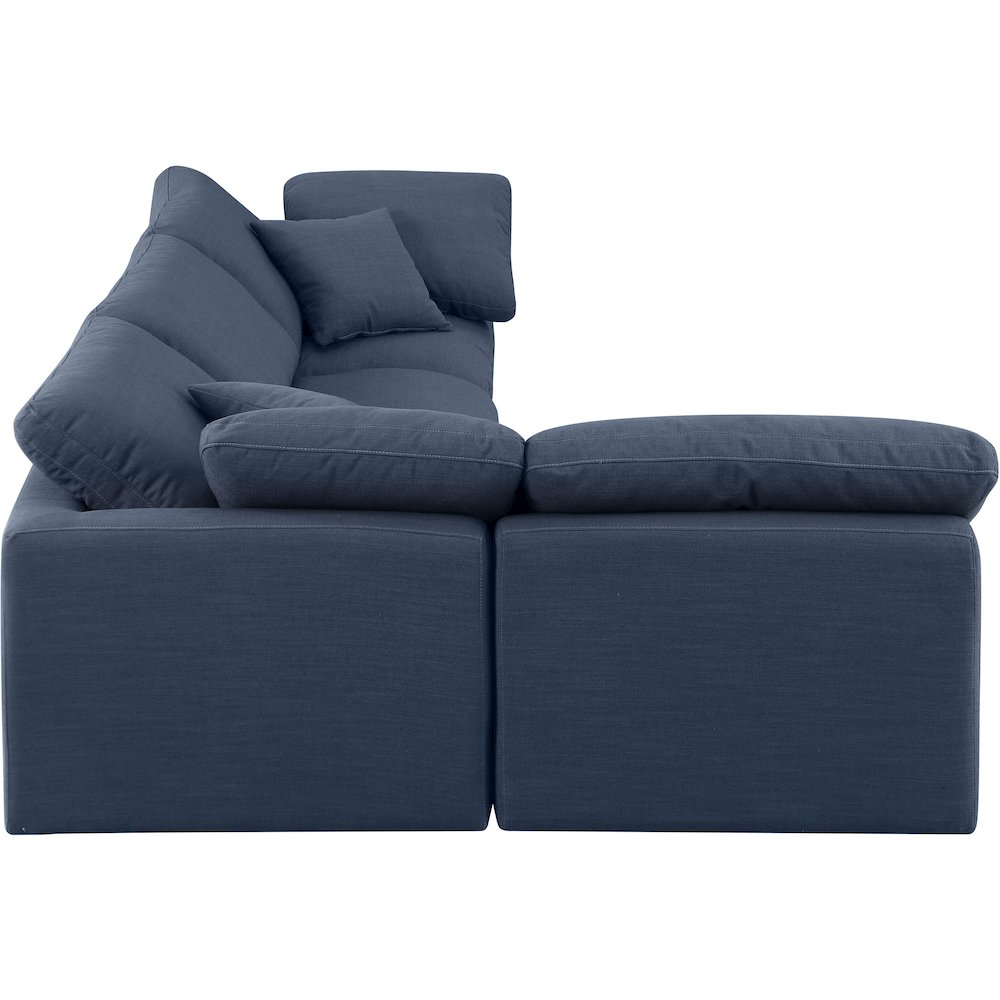 Indulge Navy Linen Textured Fabric Modular Sectional. Picture 5