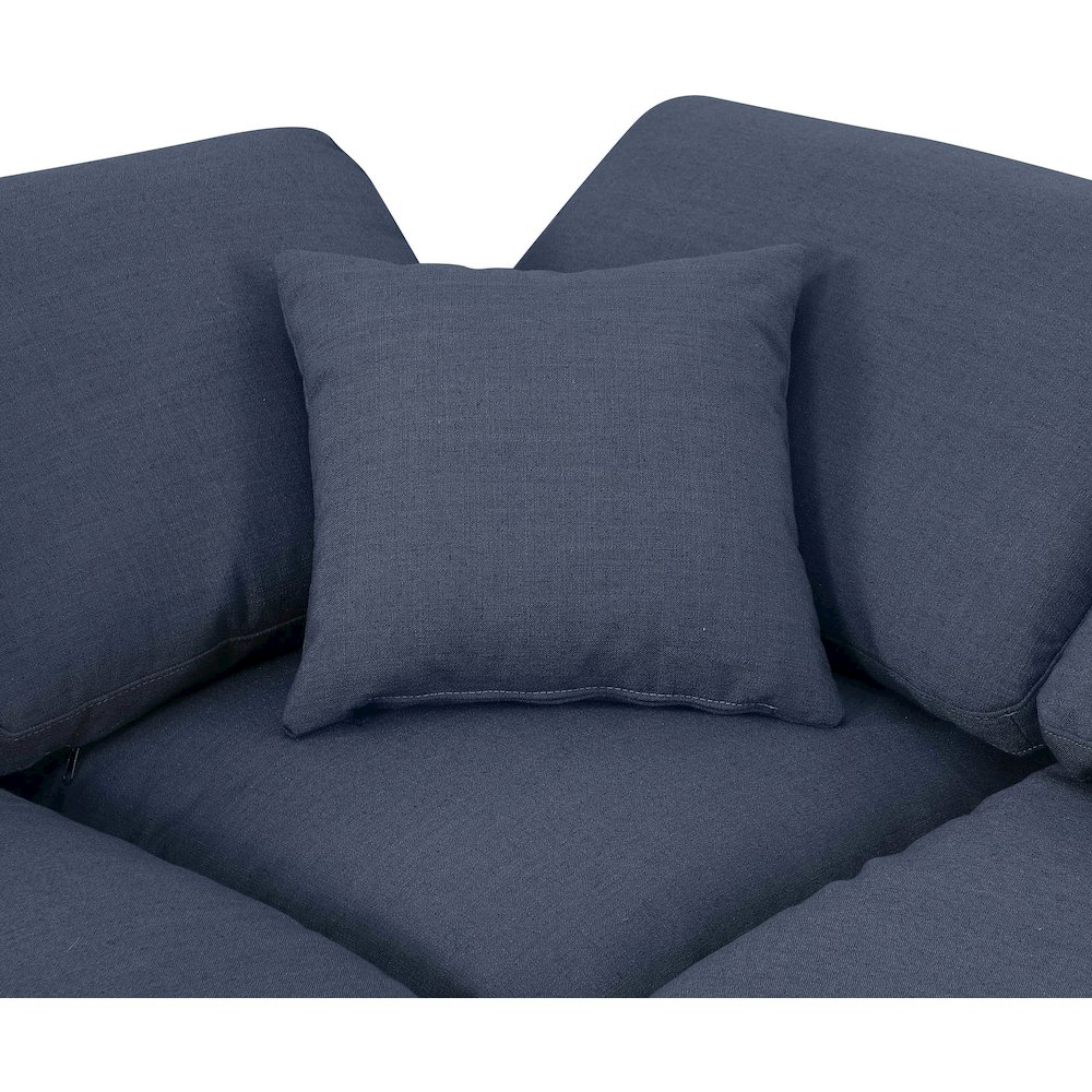 Indulge Navy Linen Textured Fabric Modular Sectional. Picture 7