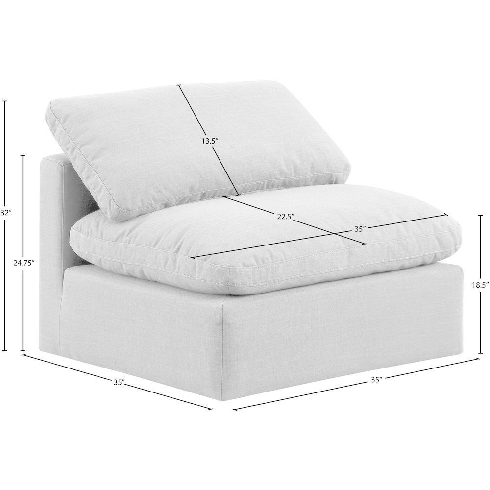 Indulge White Linen Textured Fabric Armless Chair. Picture 8